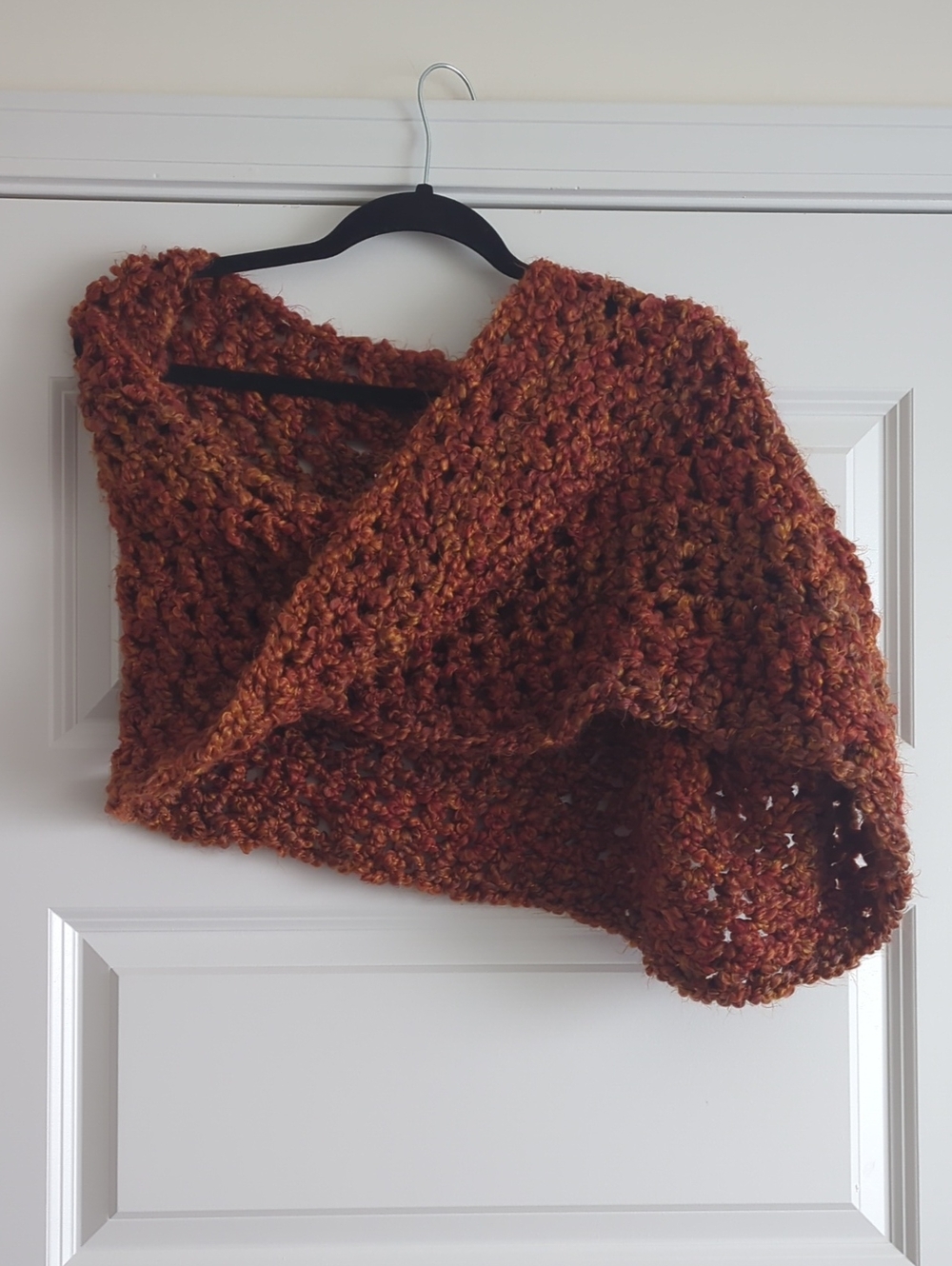 Infinity Scarf Handcrafted Rust Multicolor Knit Wrap Sweater Shrug L34 Stretchy